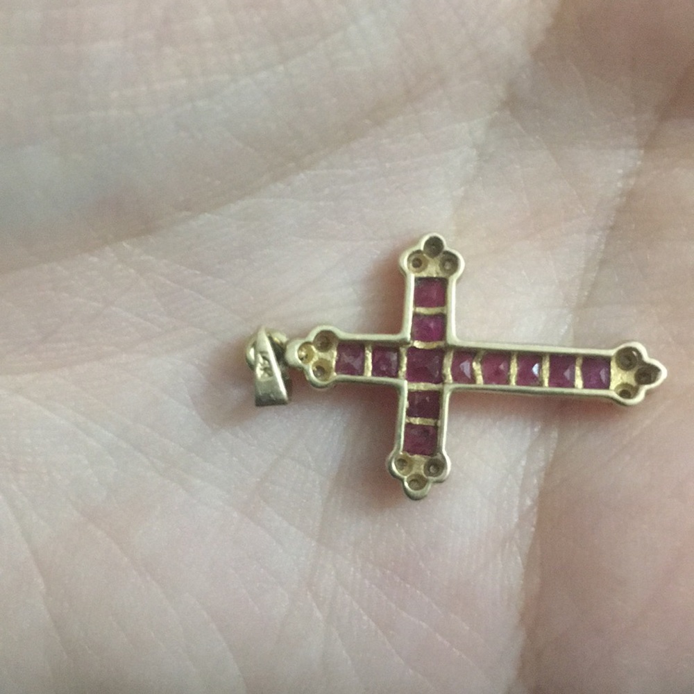 ruby & diamond cross - Picture 2 of 2